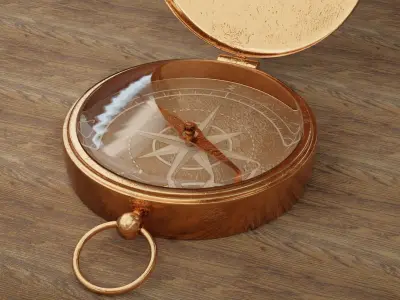 Vintage Old Antique High-poly Compass 3d Model and texture 3D model