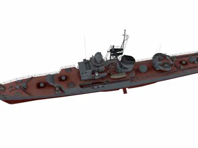 Riga-class frigate Low-poly 3D model