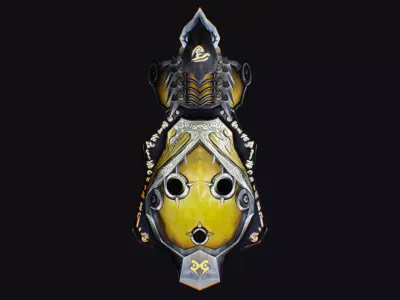 Shield Massive Great Large Heavy Armor Protection Golden Low-poly 3D model