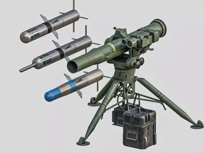 BGM 71 Tow launcher Low-poly 3D model
