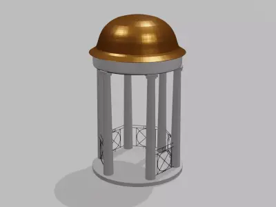 rotunda clock tower with golden dome 3D model