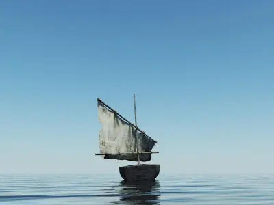 Old Sailing Boat Low-poly 3D model