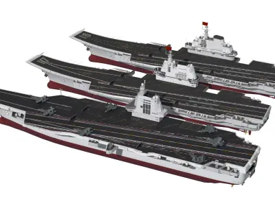 Chinese aircraft carriers CV16 CV17 CV18 with carrier-based 3D model