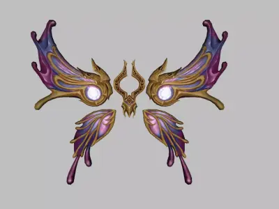 Purple Golden Wing Low-poly 3D model