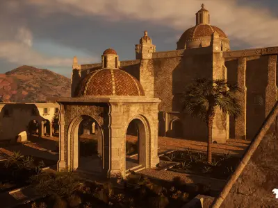 Colonial Convent Church Environment Low-poly 3D model