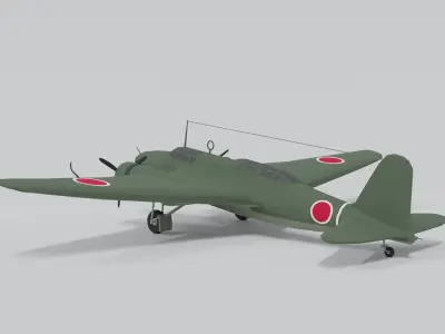 Low Poly Cartoon Mitsubishi Ki-21 Sally WWII Airplane Low-poly 3D model