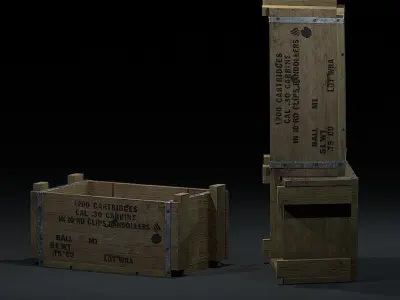 WW2-Crate two wooden boxes Low-poly 3D model