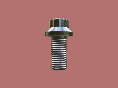 Steel Stained M6 12 Point Bolt 4K PBR 3D model