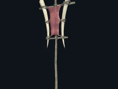 ORC TOTEM BANNER SIGN FORT CAMP ORCISH BARRICADE COLLECTION Low-poly 3D model