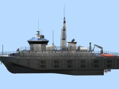 Militar ship - Modern Mine Countermeasure Vessel Low-poly 3D model