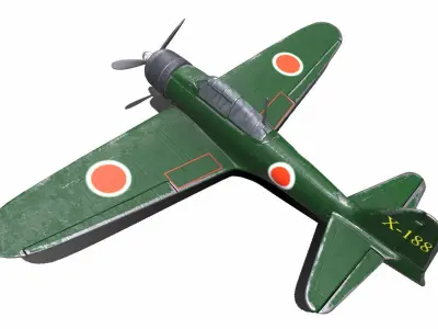 Mitsubishi A6M Zero WW2 Japan Fighter Plane Low-poly 3D model
