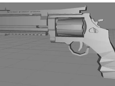 Weapon Pistol revolver Gameready Low-poly 3D model