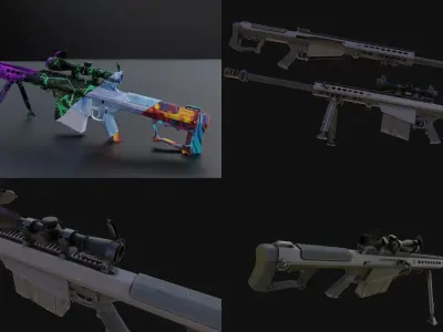 The ultimate M107 Sniper Game-ready Model 2K PBR Texture Low-poly 3D model