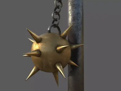 Flail sword with chain Low-poly 3D model