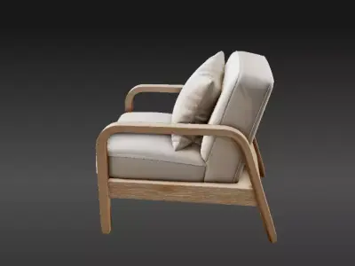 Wooden Armchair 3D Model  Modern Furniture Game  Render Ready  Free 3D model