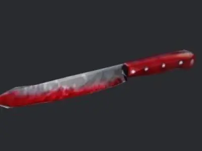 PS2 Style Low Poly Knife With Blood Free low-poly 3D model