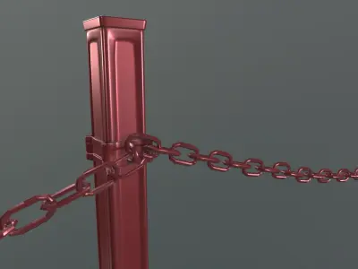 Modular Red Chain Barrier Low-poly 3D model