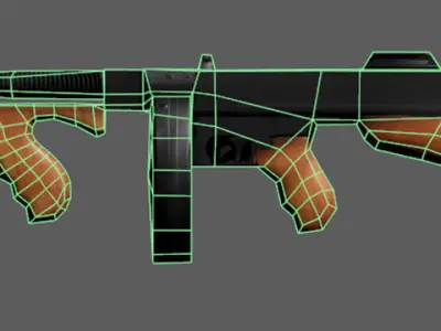 Tommy Gun 3D model Low-poly 3D model