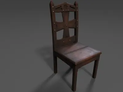 Old woodchair Free low-poly 3D model