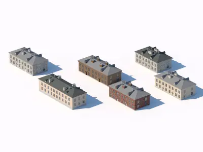 Soviet-style residential buildings pack 3D model