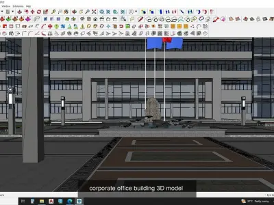 3d commercial building with Master plan collection 4 