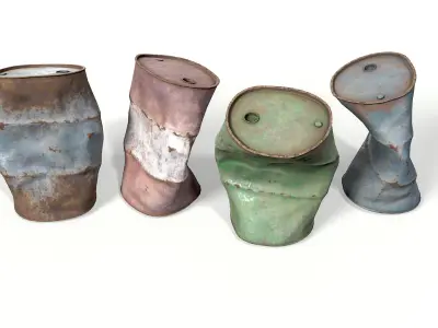 Metal Barrels Low-poly 3D model