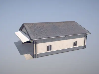 Airfield Hangar 12m Vr2 DARK Low-poly 3D model