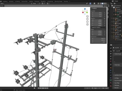 Utility Pole with Transformer Low-poly 3D model