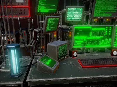 Retro Computer Workstation Low-poly 3D model