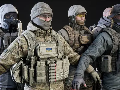 AAA MODULAR SOLDIER PACK Vol2 Low-poly 3D model