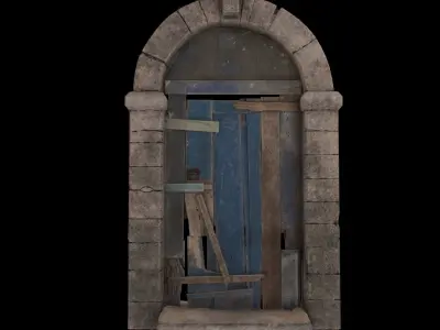 Old Wooden Door Low-poly 3D model