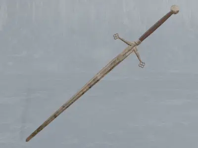 Rusted scottish claymore - two-handed sword - PBR 3D model Low-poly 3D model