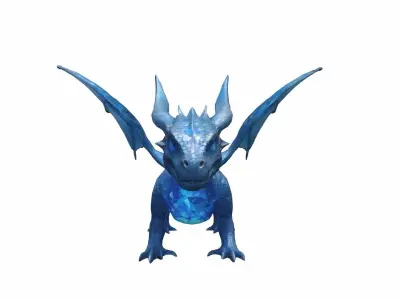 Flying Dragon Made Out Of Glacial Blue Crystals 3D model