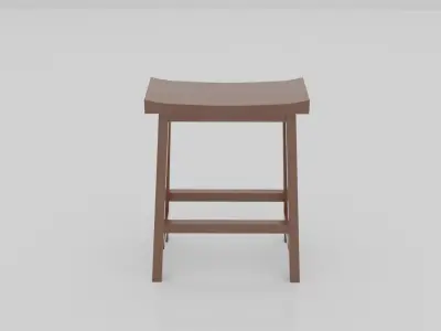 Chair wooden bar stool Free low-poly 3D model