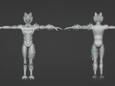 PURPLE WOLF VRCHAT AVATAR 3D model