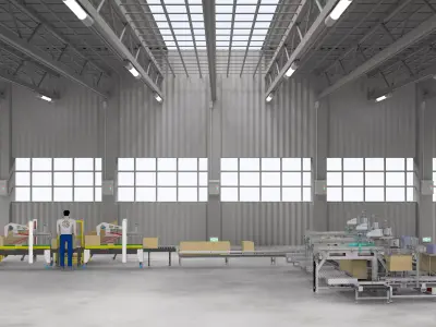 Food unpacking and packing machine conveyor 3D model