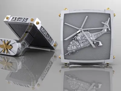 Cufflinks with Helicopter 3D print model