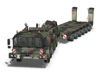 Faun STL-56 - Heavy Duty Tractor with 52 ton Semi-Trailer 3D model