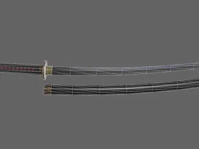 PBR Katana Japanese Sword V2 Low-poly 3D model