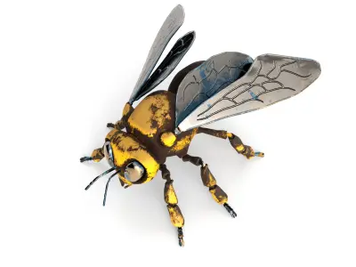 Mechanical bee Low poly model  Low-poly 3D model