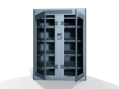 Sci-Fi Storage Cabinet Double Glass Doors - PBR Game Ready Low-poly 3D model