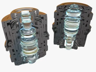 Microscope Objective Cross Section Cutaway 3D model