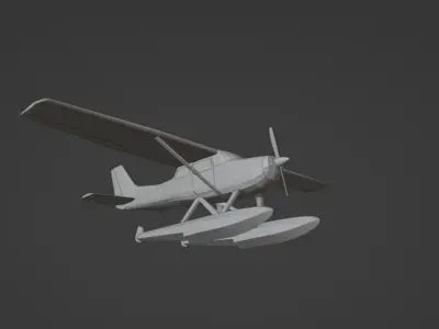 Low poly plane float Low-poly 3D model