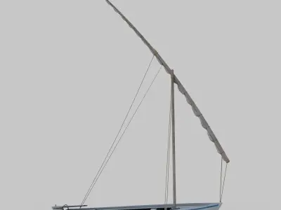 Felucca Sailboat Game Ready  Low-poly 3D model