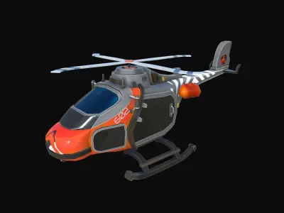 Low Poly Stylized Helicopter Game-Ready Model Low-poly 3D model