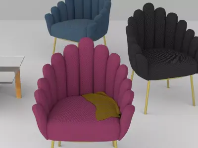 armchair three chairs and table Free 3D model