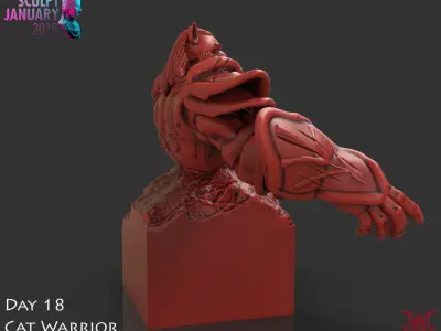 Cat Warrior Timelapse and Model 3D print model