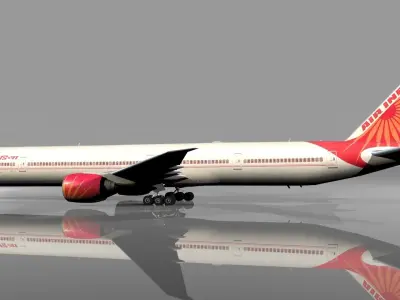 Boeing 777 low polygon Low-poly 3D model Air India Low-poly 3D model