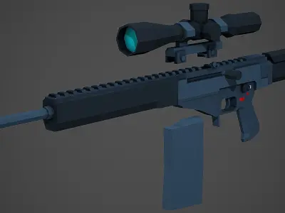 Stylized SVCh Rifle Low Poly Mobile Ready Low-poly 3D model