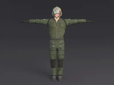 Pilot Rigged Low-poly 3D model
